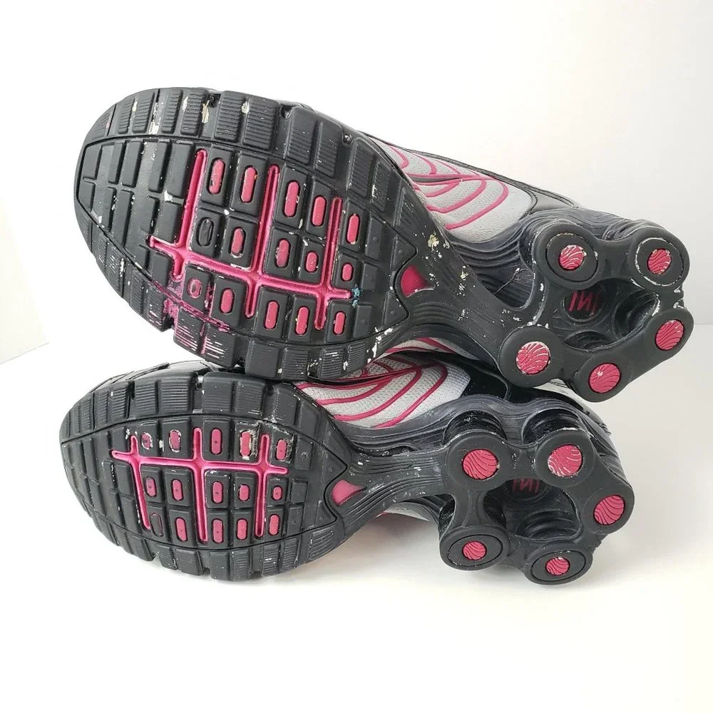 Nike Shox Lace Up Sneakers Black Grey Pink Womens Athletic Casual Shoes Size 7.5 - Picture 8 of 14